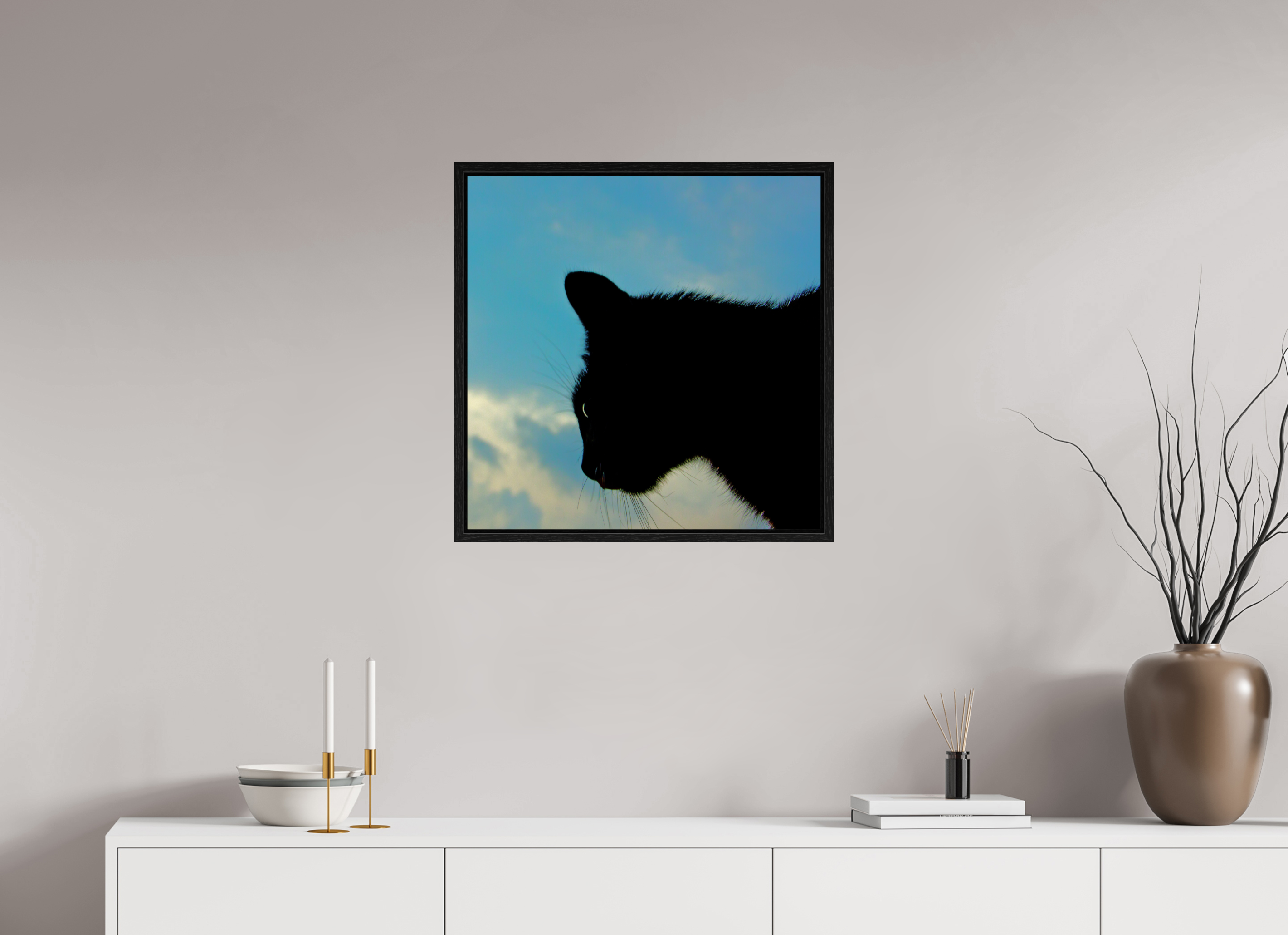 60 x 60 cm, Floater Frame Haarige Angelegenheiten - A cat called Mr Tom 1