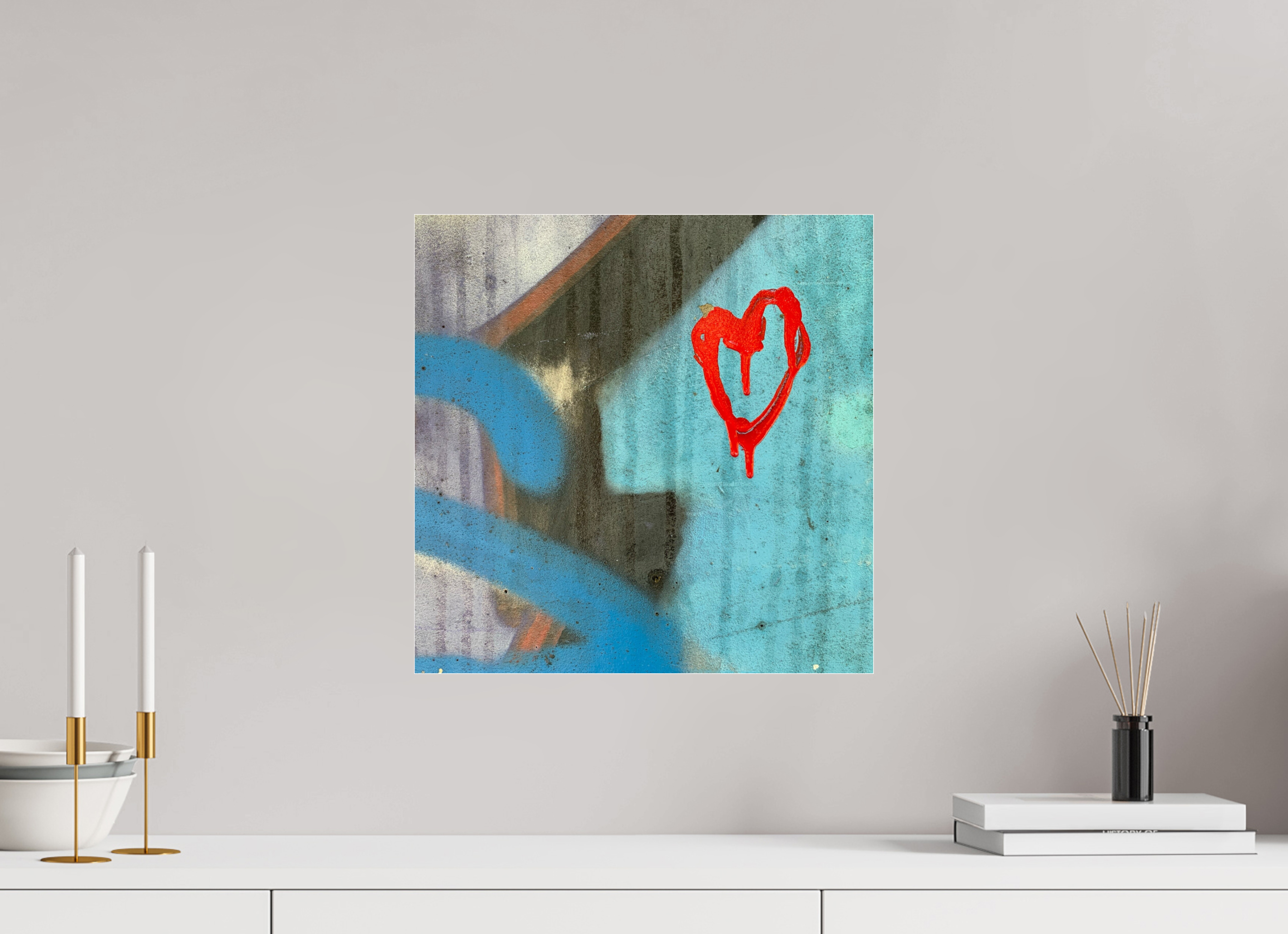 40 x 40 cm, Photo Print Under Acrylic Glass Farbe an der Wand - I love you