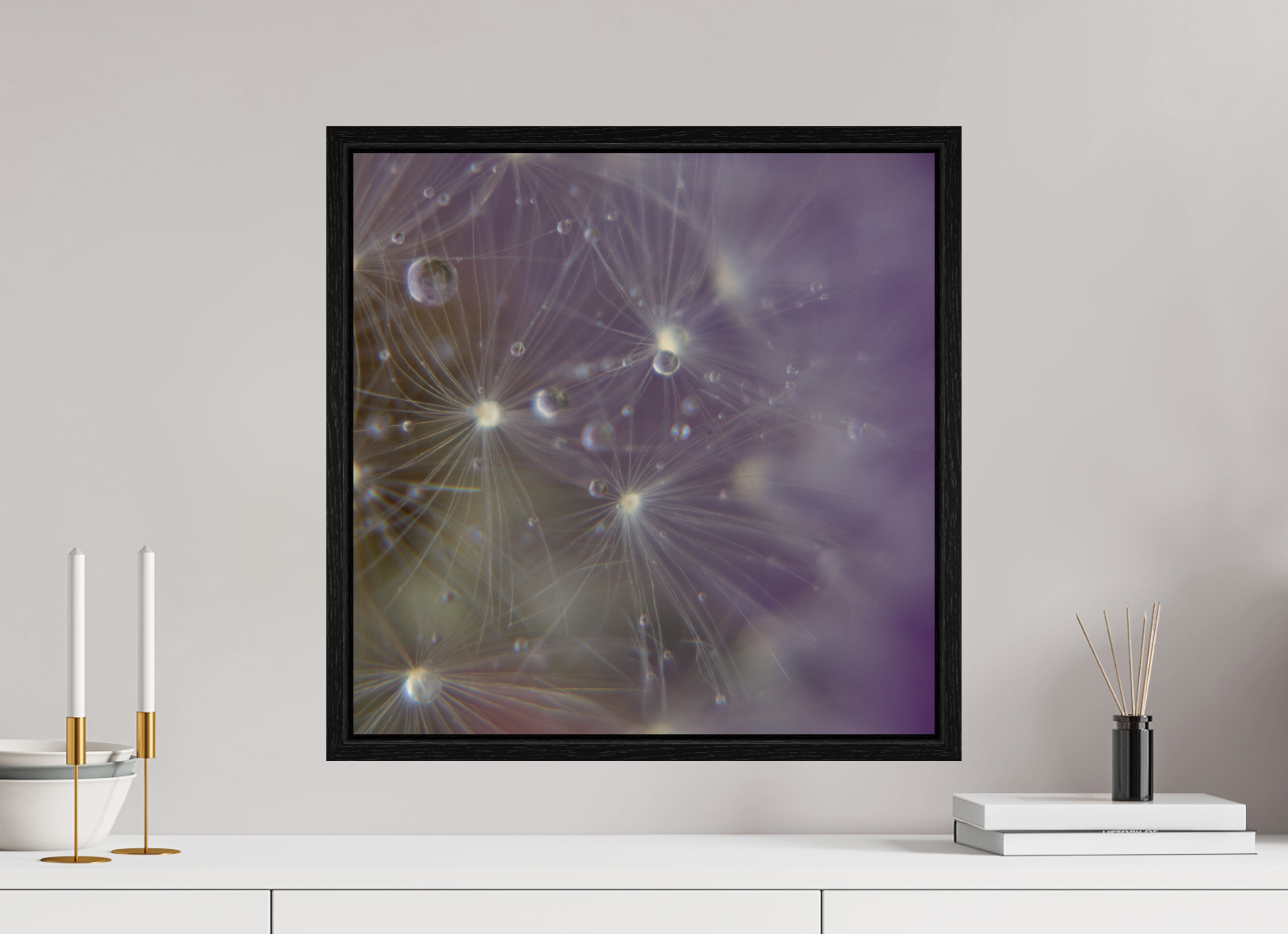 50 x 50 cm, Floater Frame Macro im Quadrat - Pusteblume 1