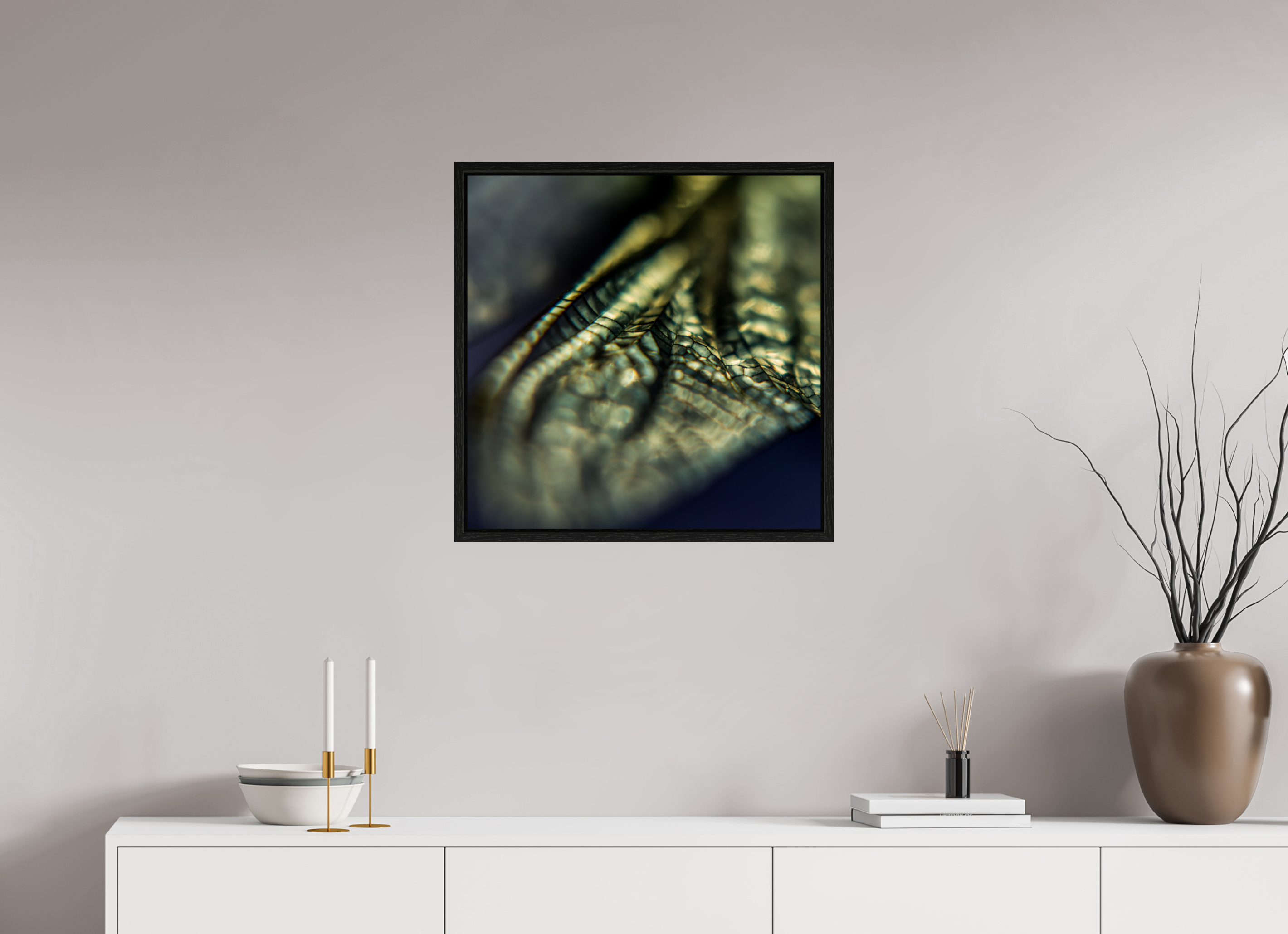 60 x 60 cm, Floater Frame Einfarbigbuntimquadrat - Libellenflügel 1