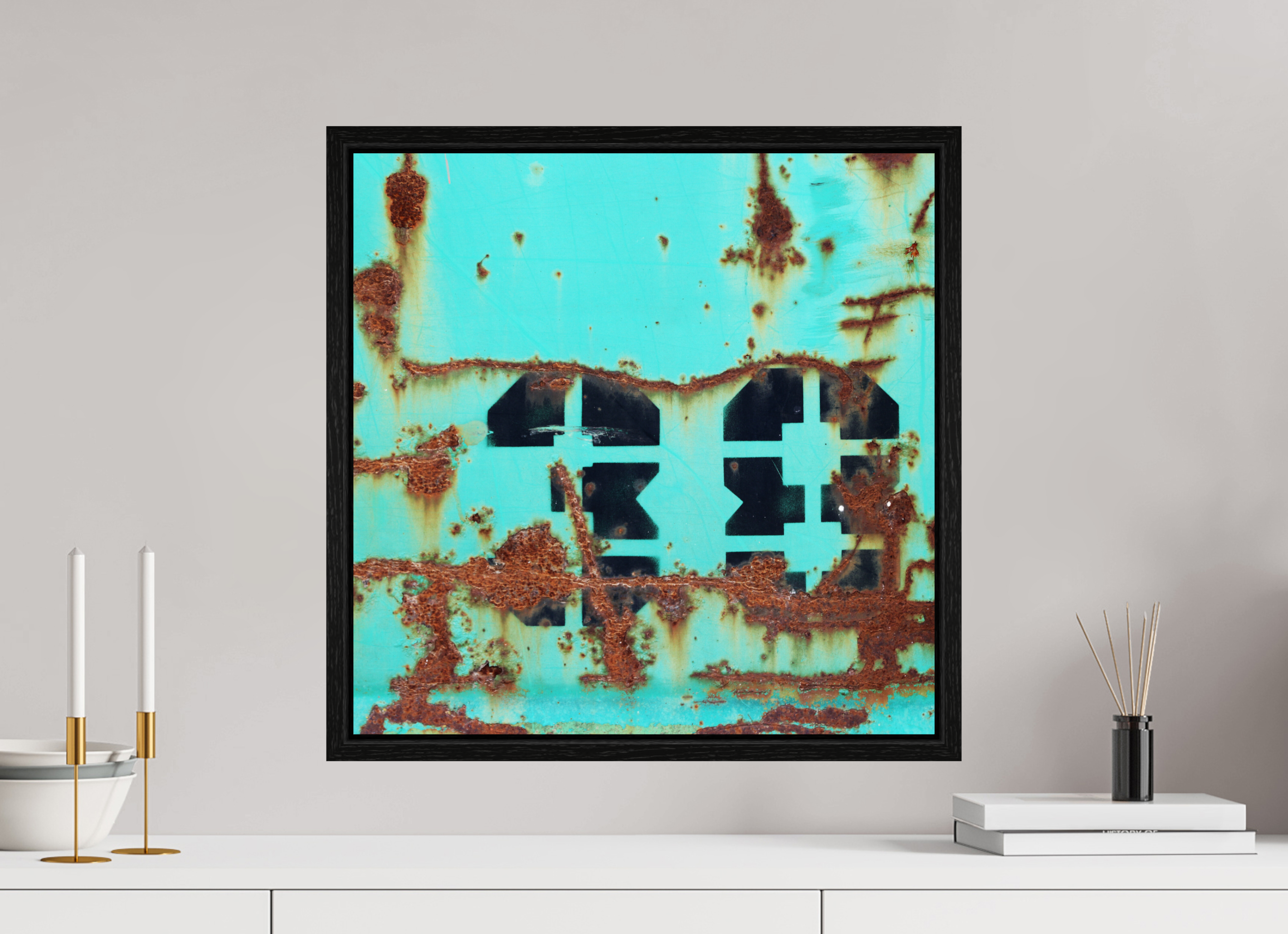 50 x 50 cm, Floater Frame Not just a Number - Rusted Number 38