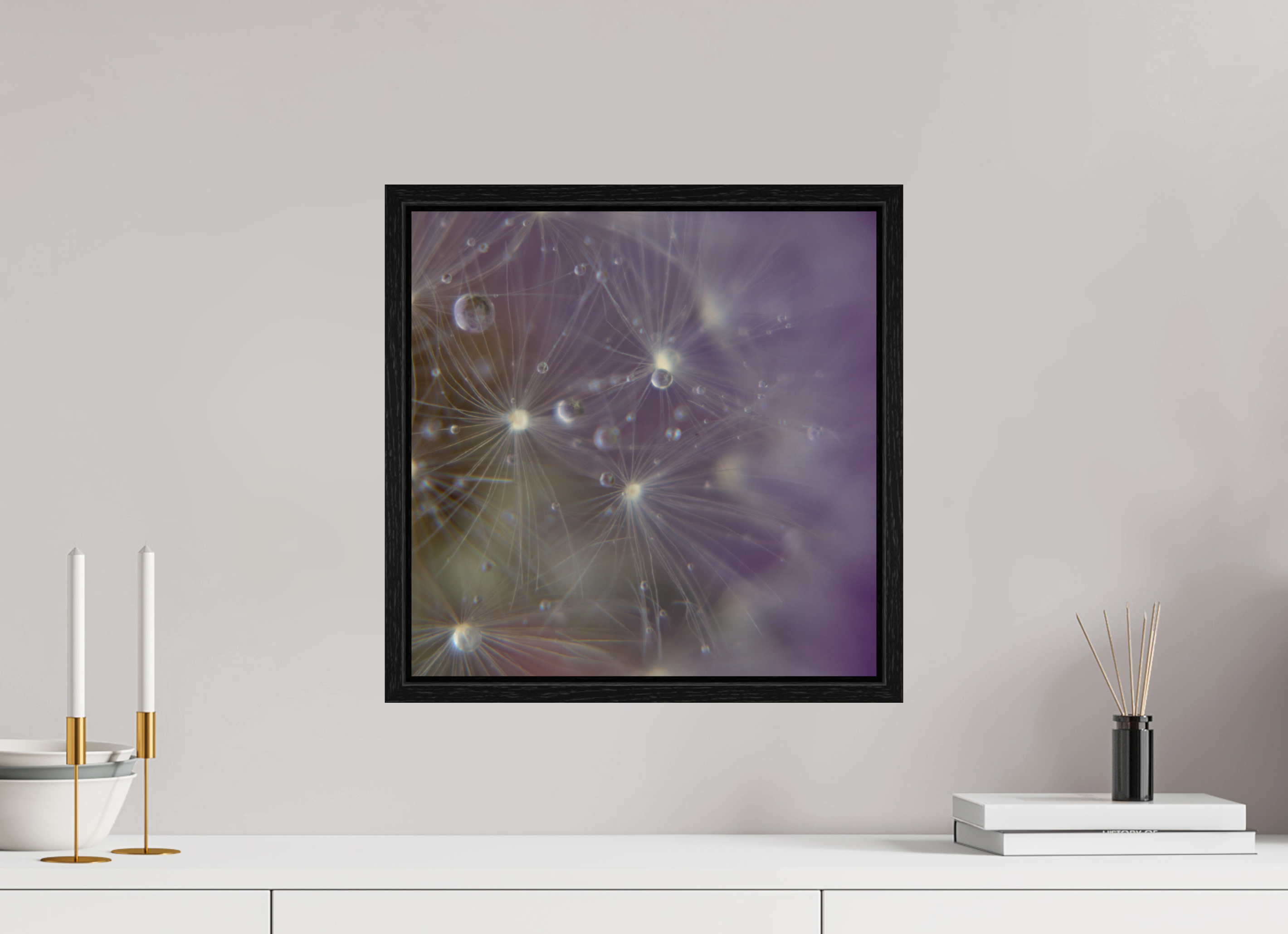40 x 40 cm, Floater Frame Macro im Quadrat - Pusteblume 1