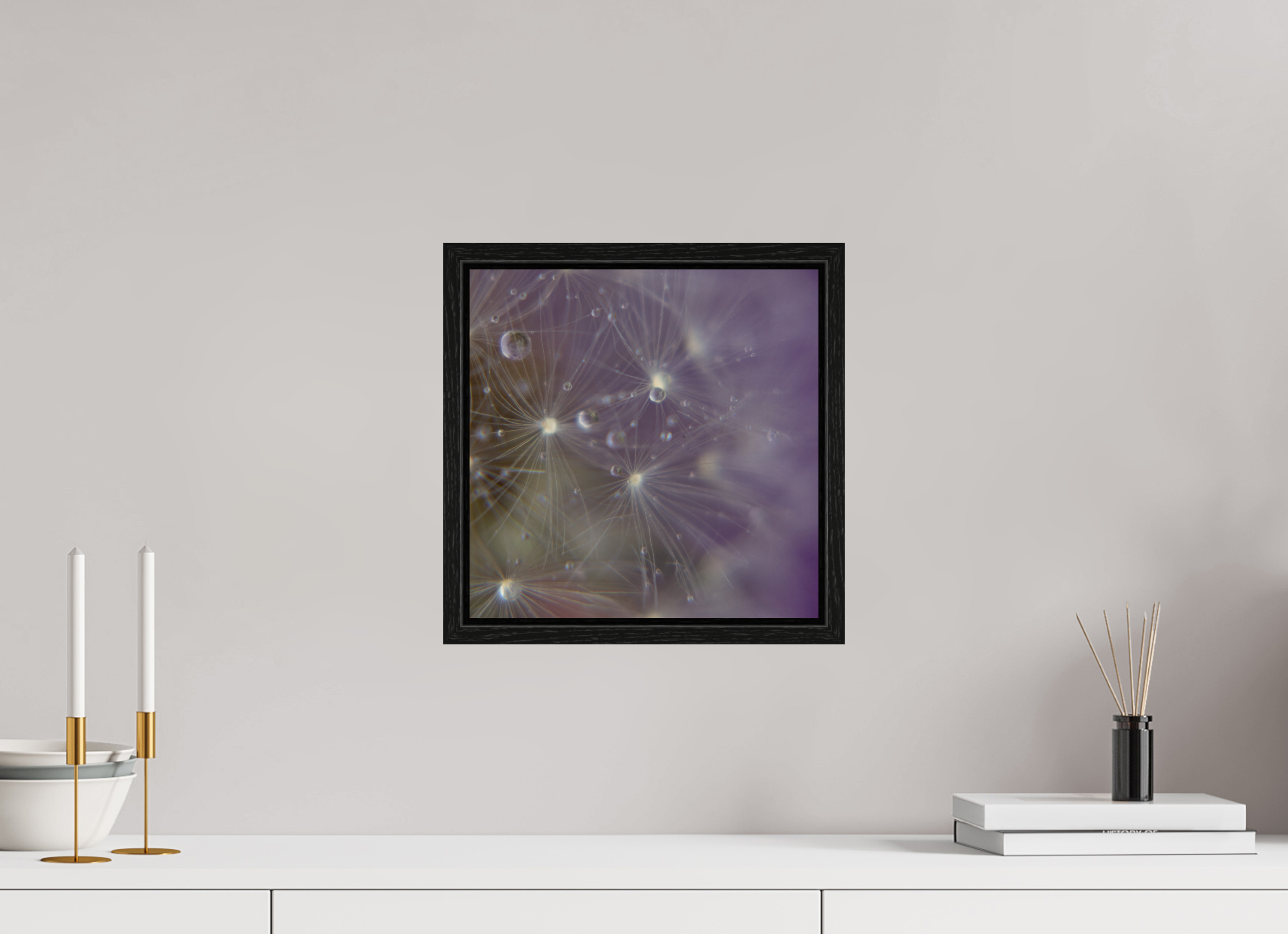 30 x 30 cm, Floater Frame Macro im Quadrat - Pusteblume 1