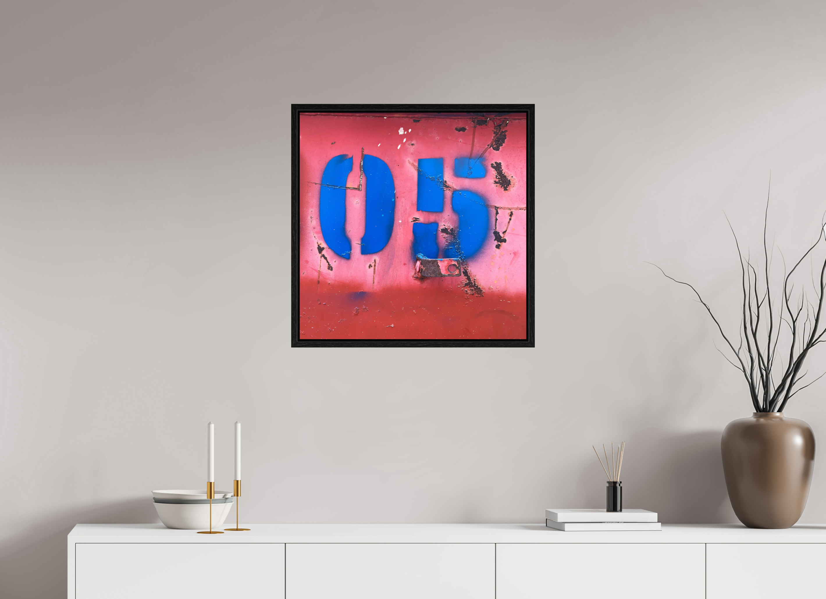 60 x 60 cm, Floater Frame Not just a Number - Rusted Number 05