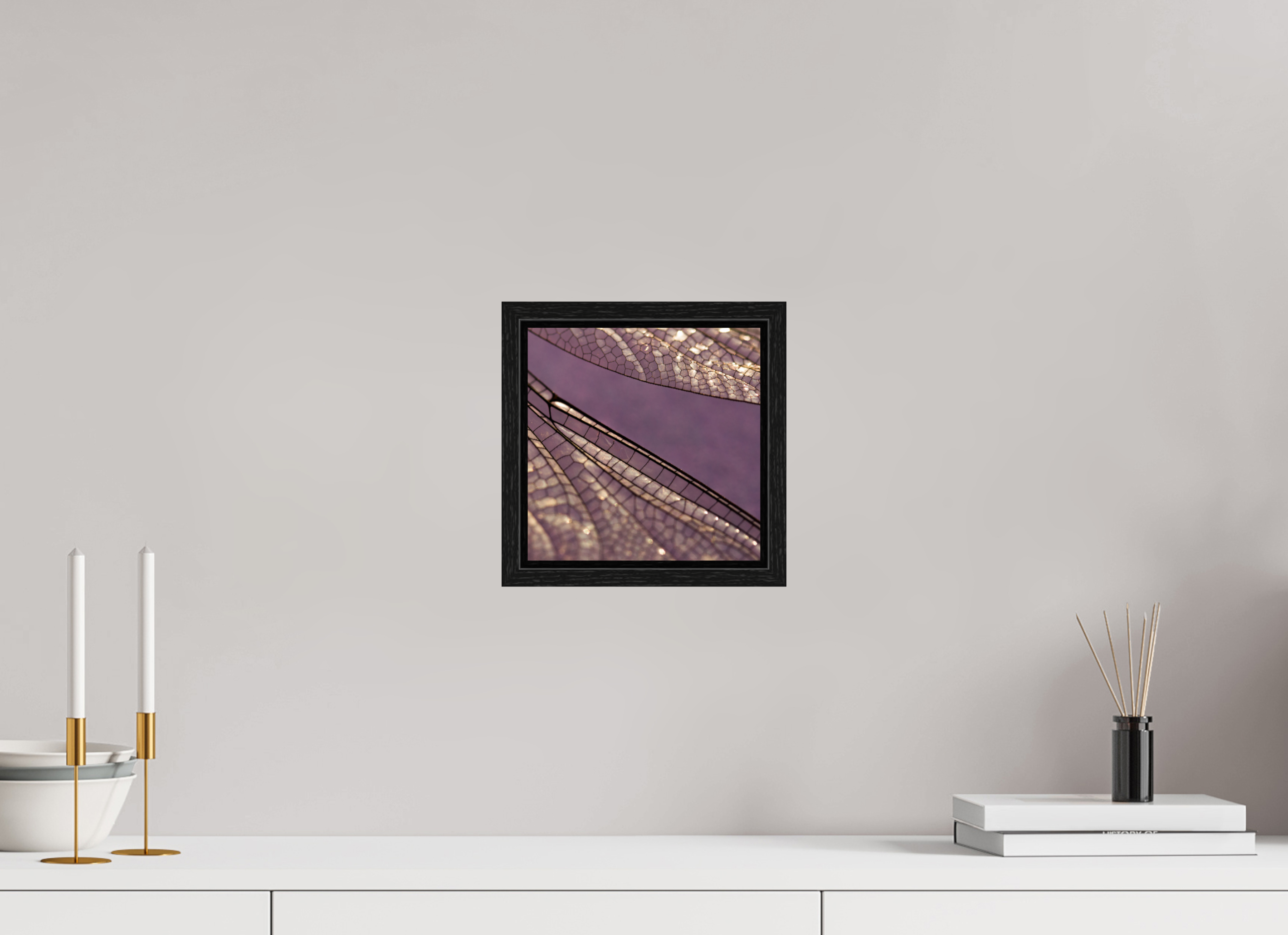 20 x 20 cm, Floater Frame einfarbigbuntimquadrat - Libellenflügel 2