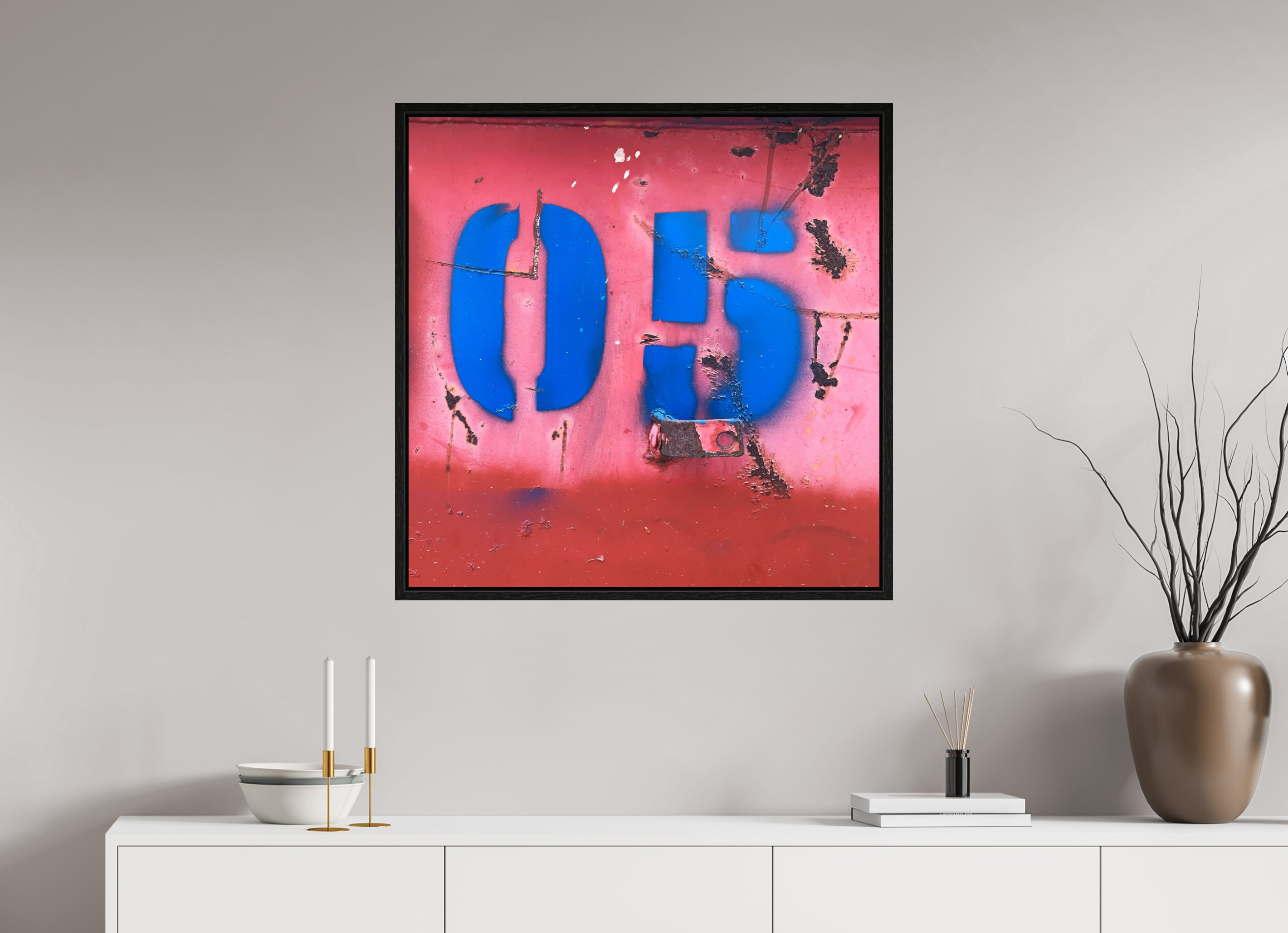 80 x 80 cm, Floater Frame Not just a Number - Rusted Number 05