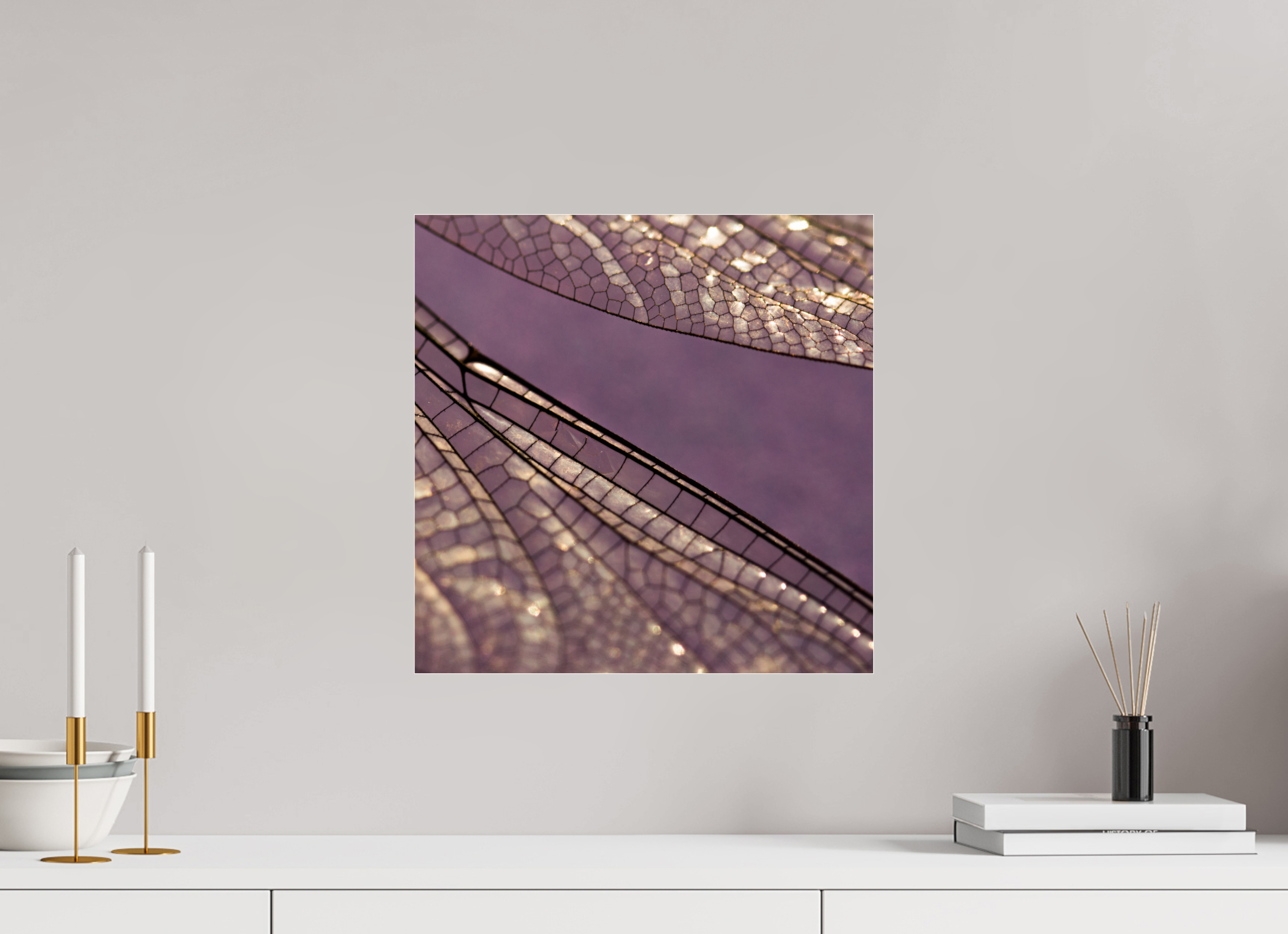 40 x 40 cm, Photo Print Under Acrylic Glass Macro im Quadrat - Libellenflügel 2