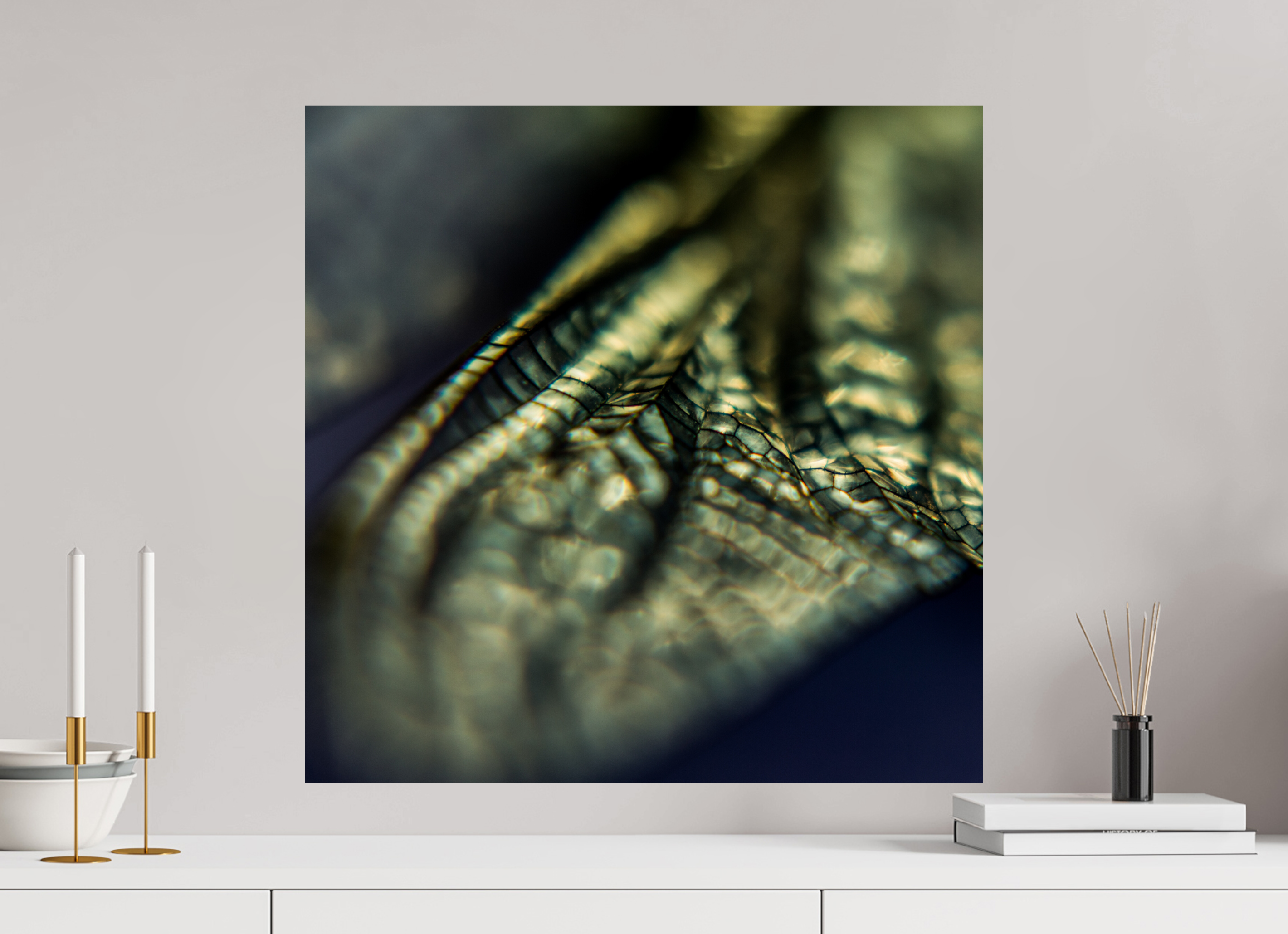 60 x 60 cm, Photo Print On Fuji Crystal DP II Macro im Quadrat - Libellenflügel 1