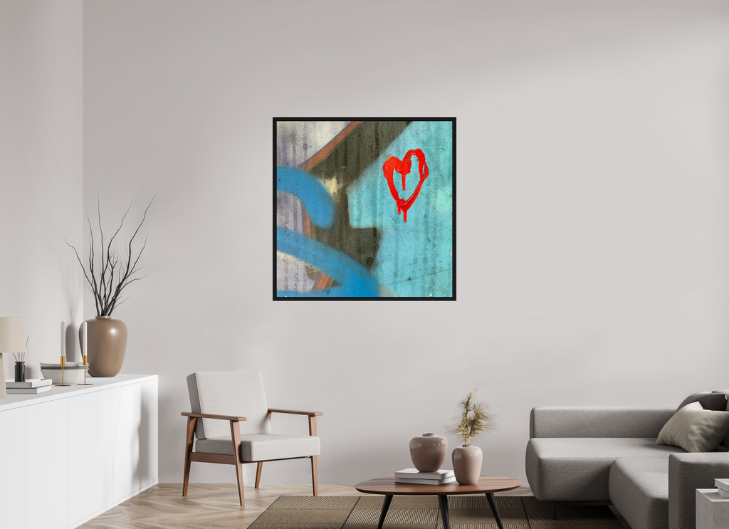 100 x 100 cm, Floater Frame Farbe an der Wand - I love you