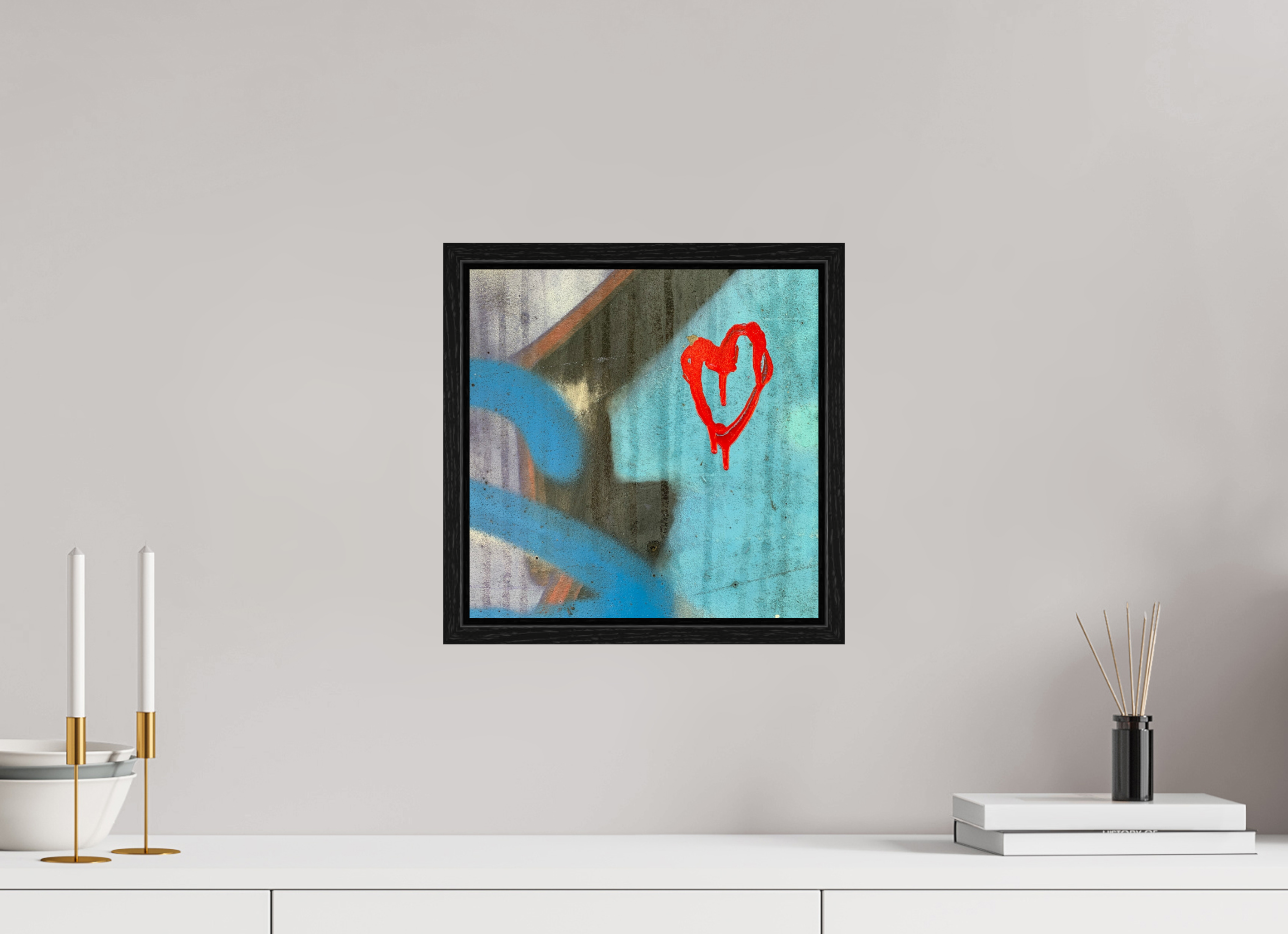 30 x 30 cm, Floater Frame Farbe an der Wand - I love you