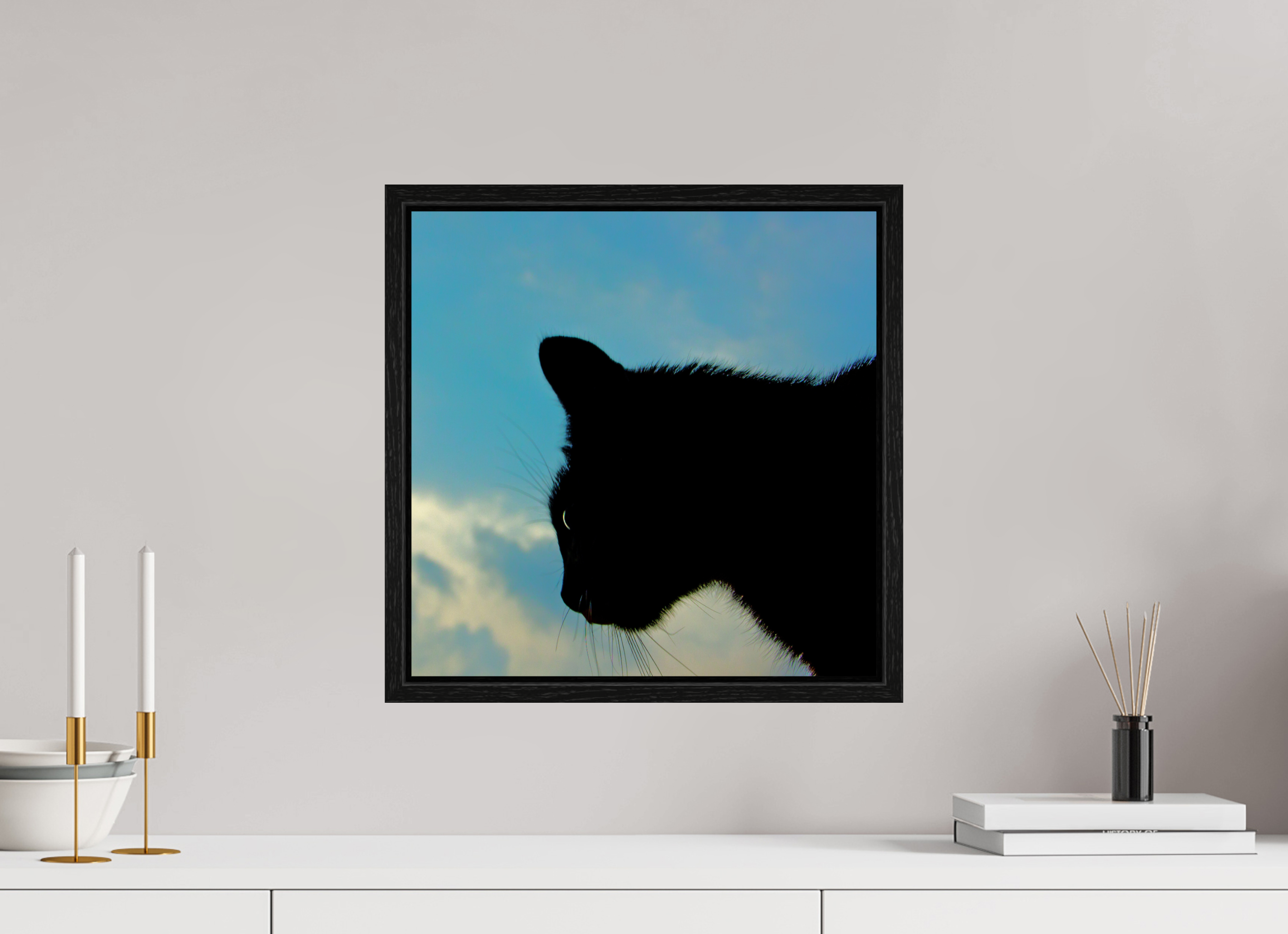 40 x 40 cm, Floater Frame Haarige Angelegenheiten - A cat called Mr Tom 1