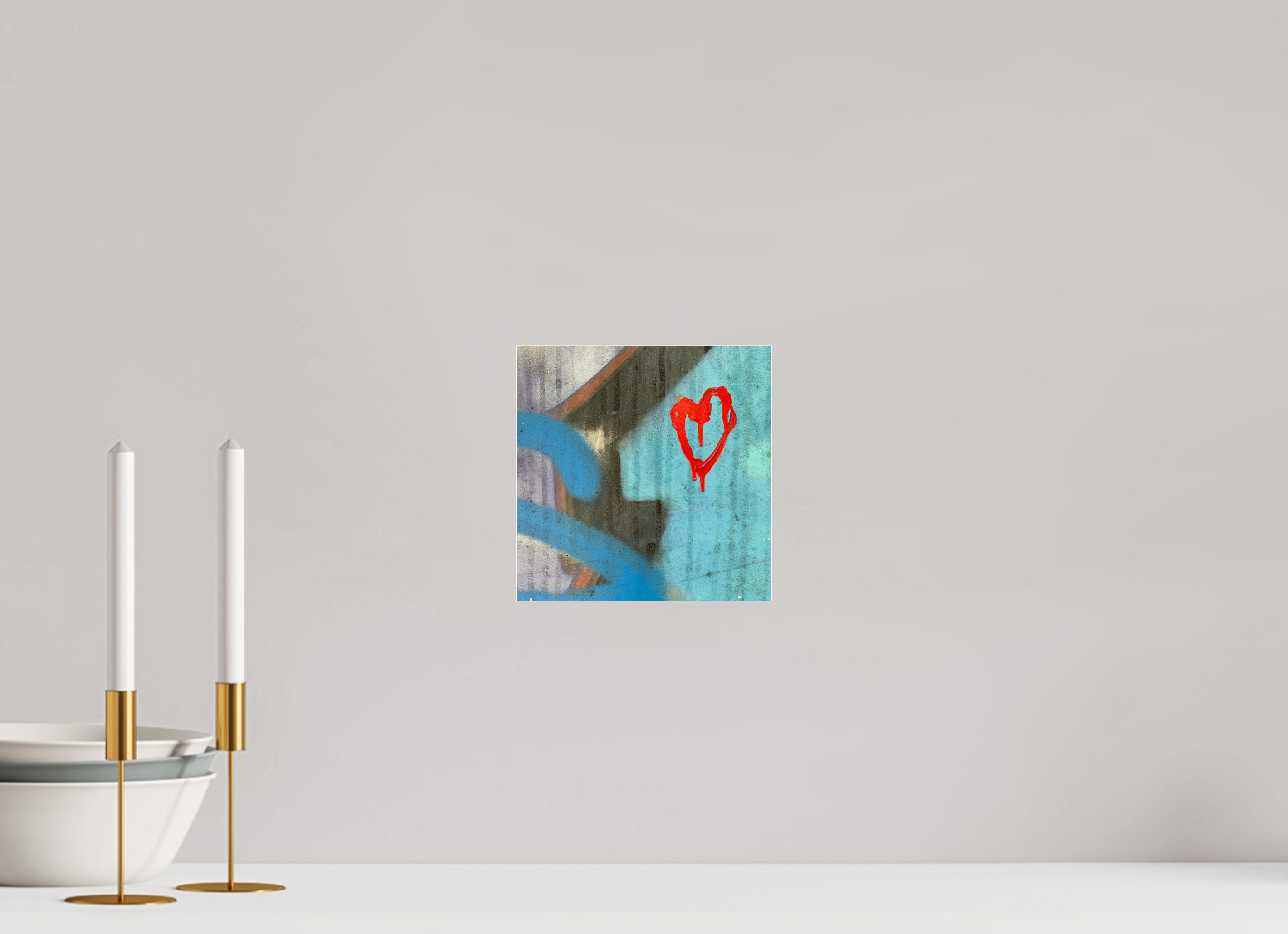 20 x 20 cm, Photo Print Under Acrylic Glass Farbe an der Wand - I love you