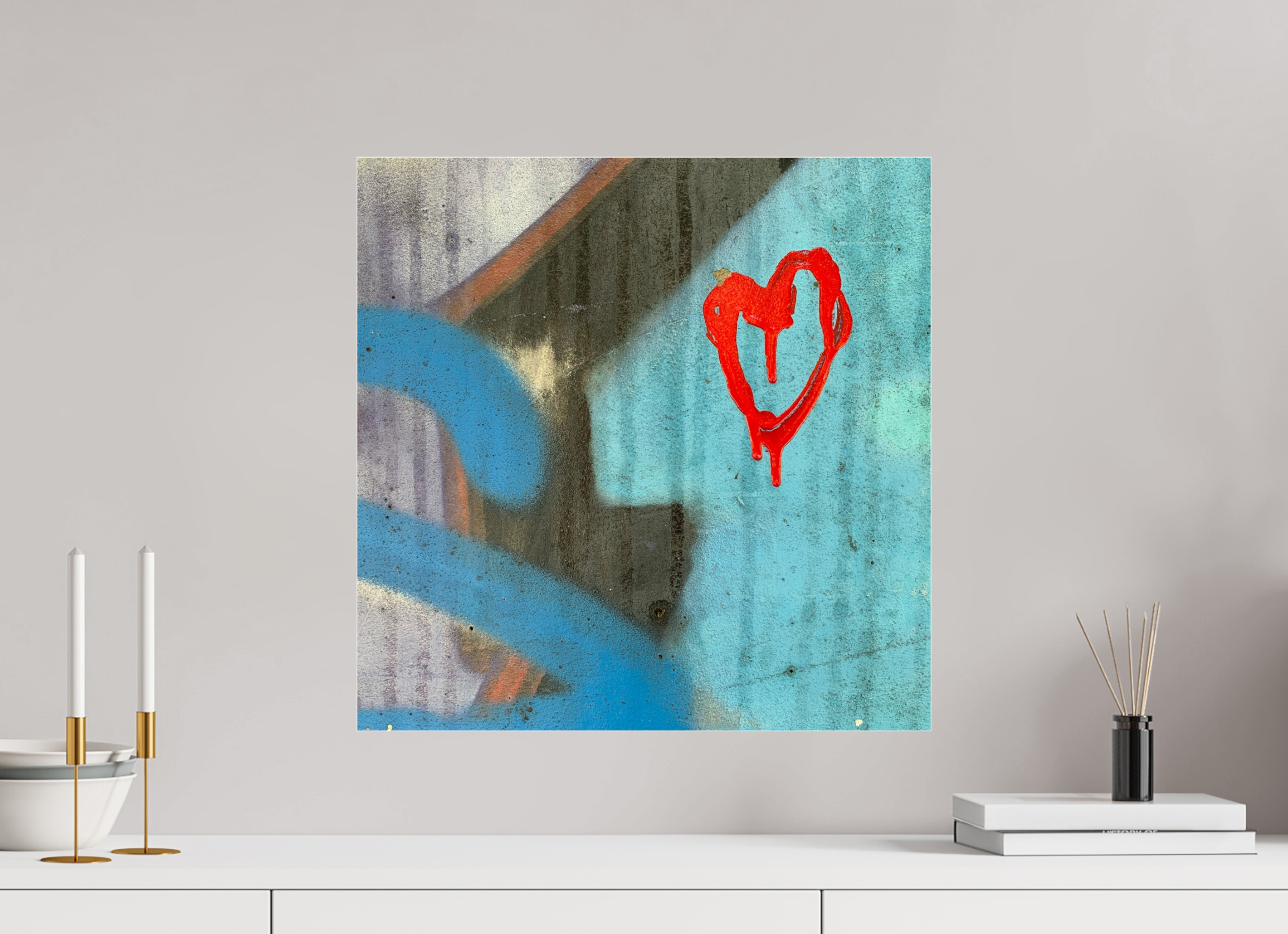 50 x 50 cm, Photo Print Under Acrylic Glass Farbe an der Wand - I love you