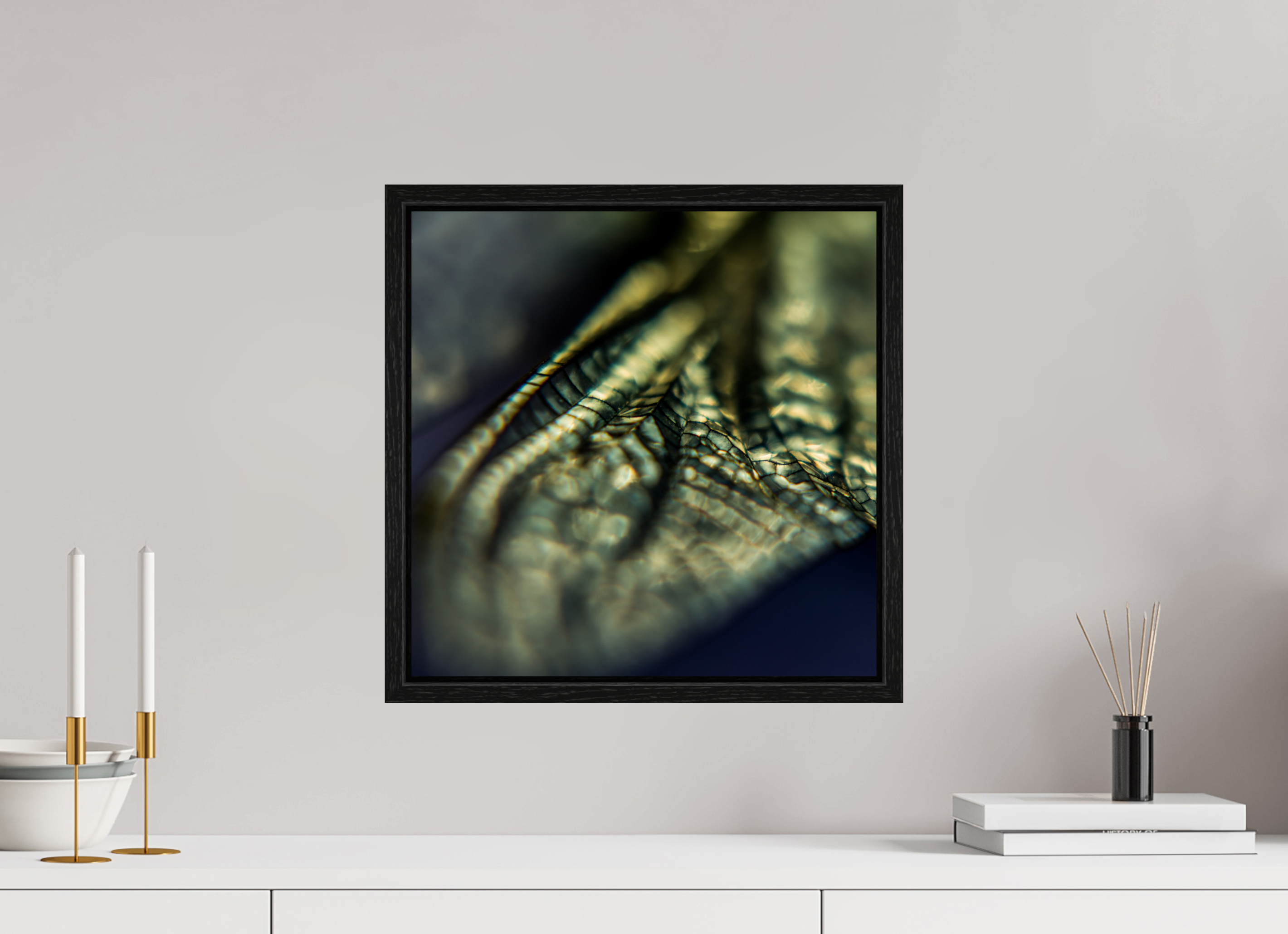 40 x 40 cm, Floater Frame Einfarbigbuntimquadrat - Libellenflügel 1