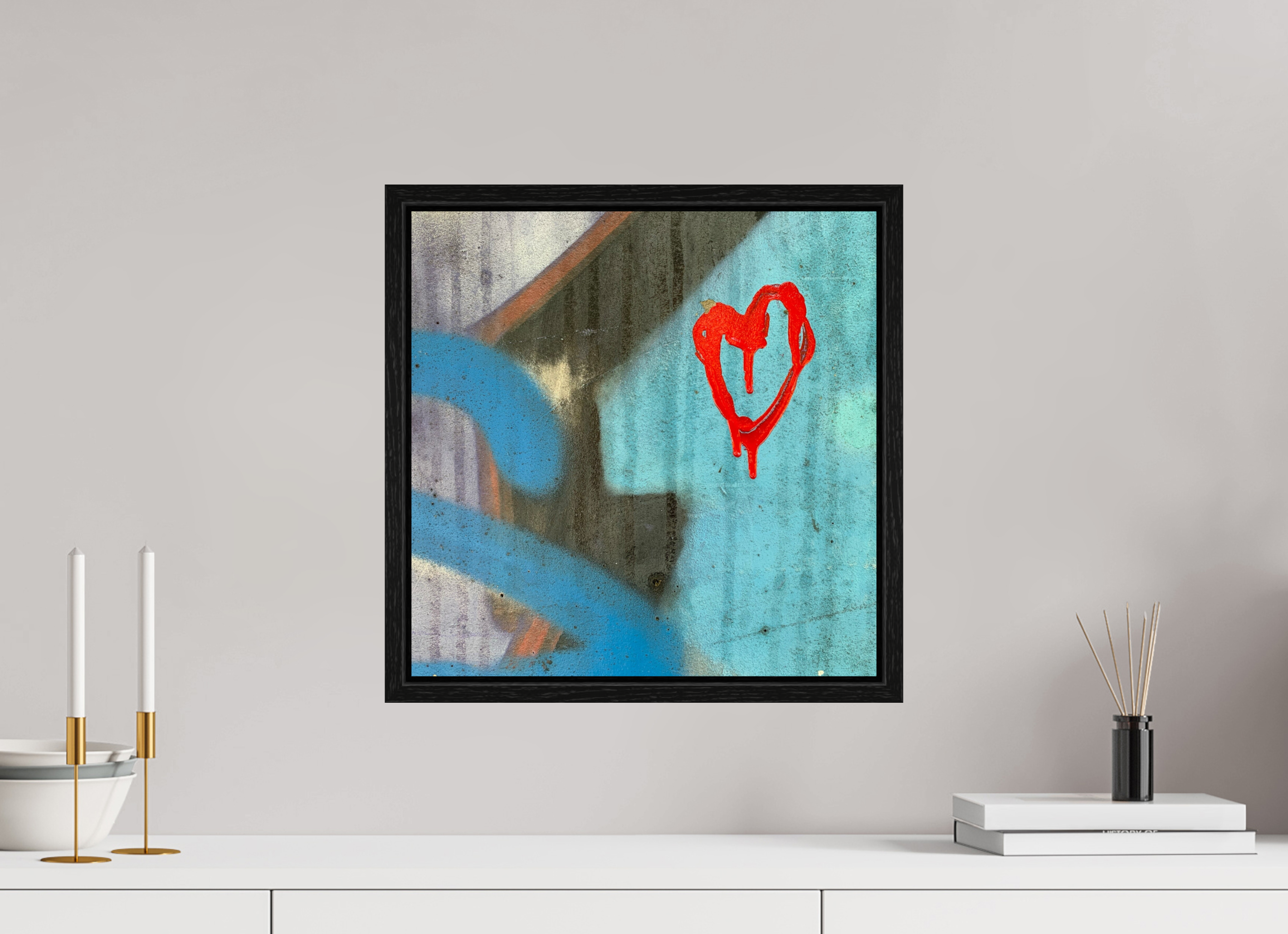40 x 40 cm, Floater Frame Farbe an der Wand - I love you