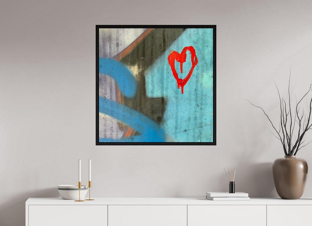 80 x 80 cm, Floater Frame Farbe an der Wand - I love you