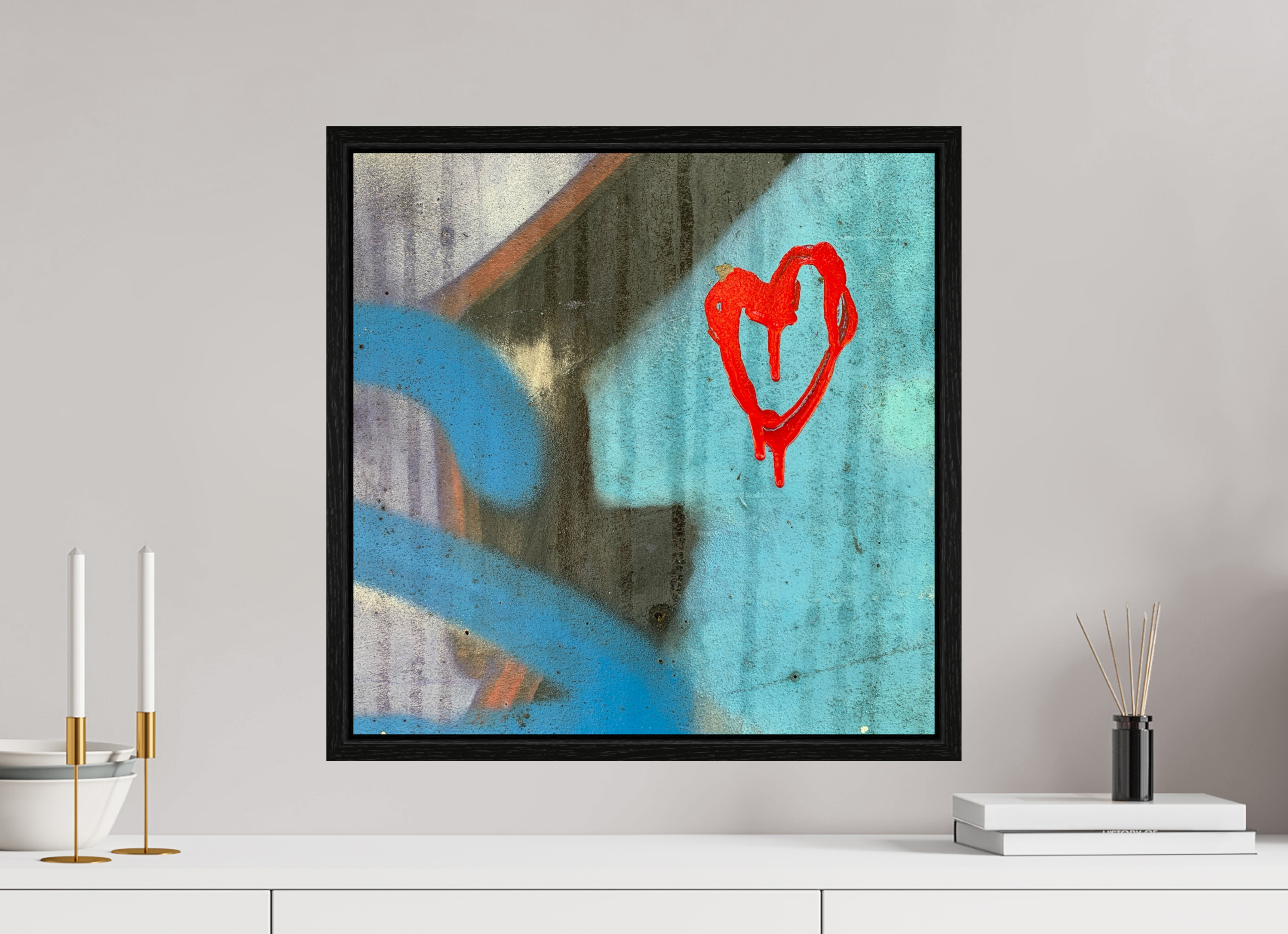 50 x 50 cm, Floater Frame Farbe an der Wand - I love you