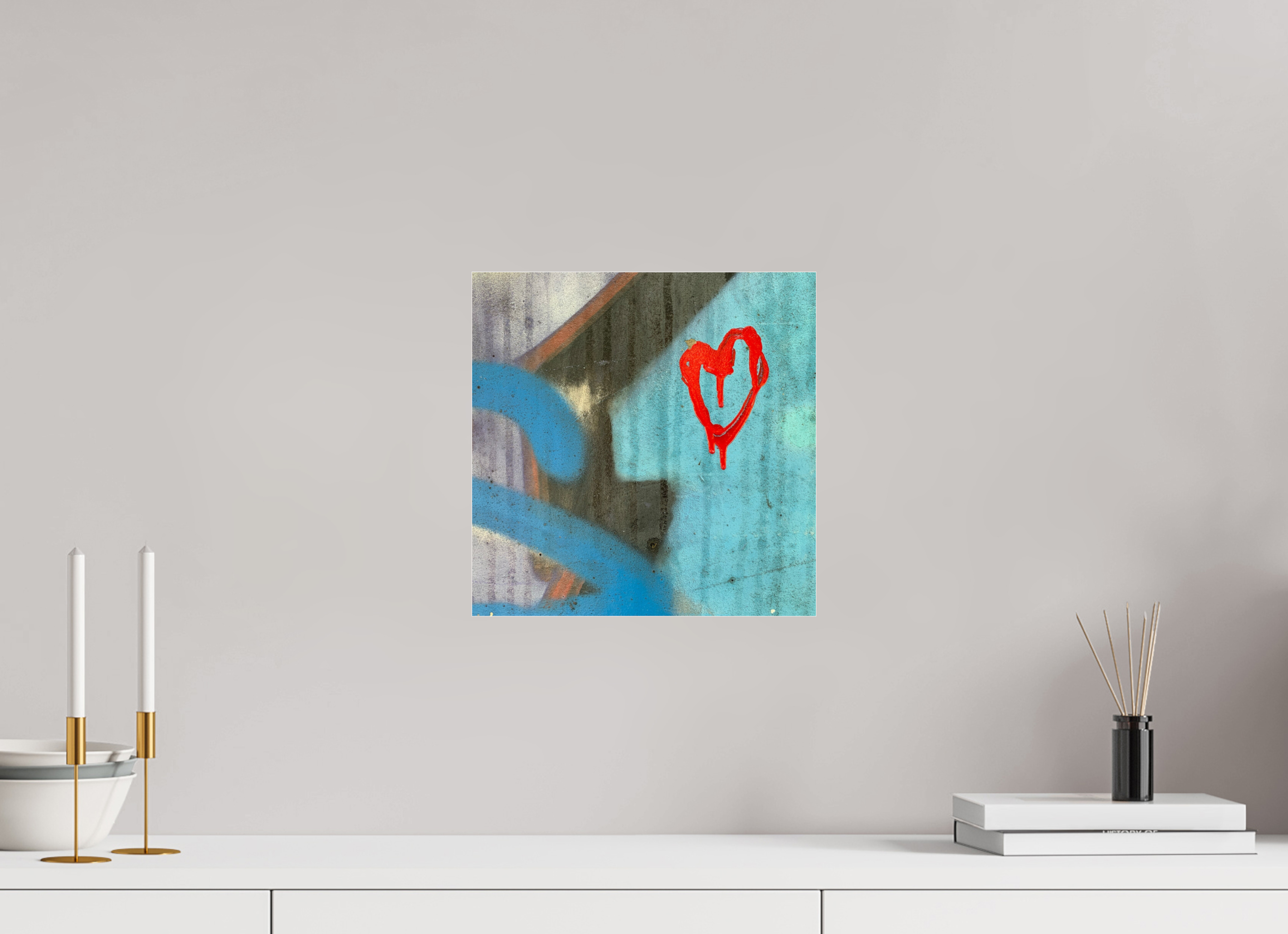 30 x 30 cm, Photo Print Under Acrylic Glass Farbe an der Wand - I love you
