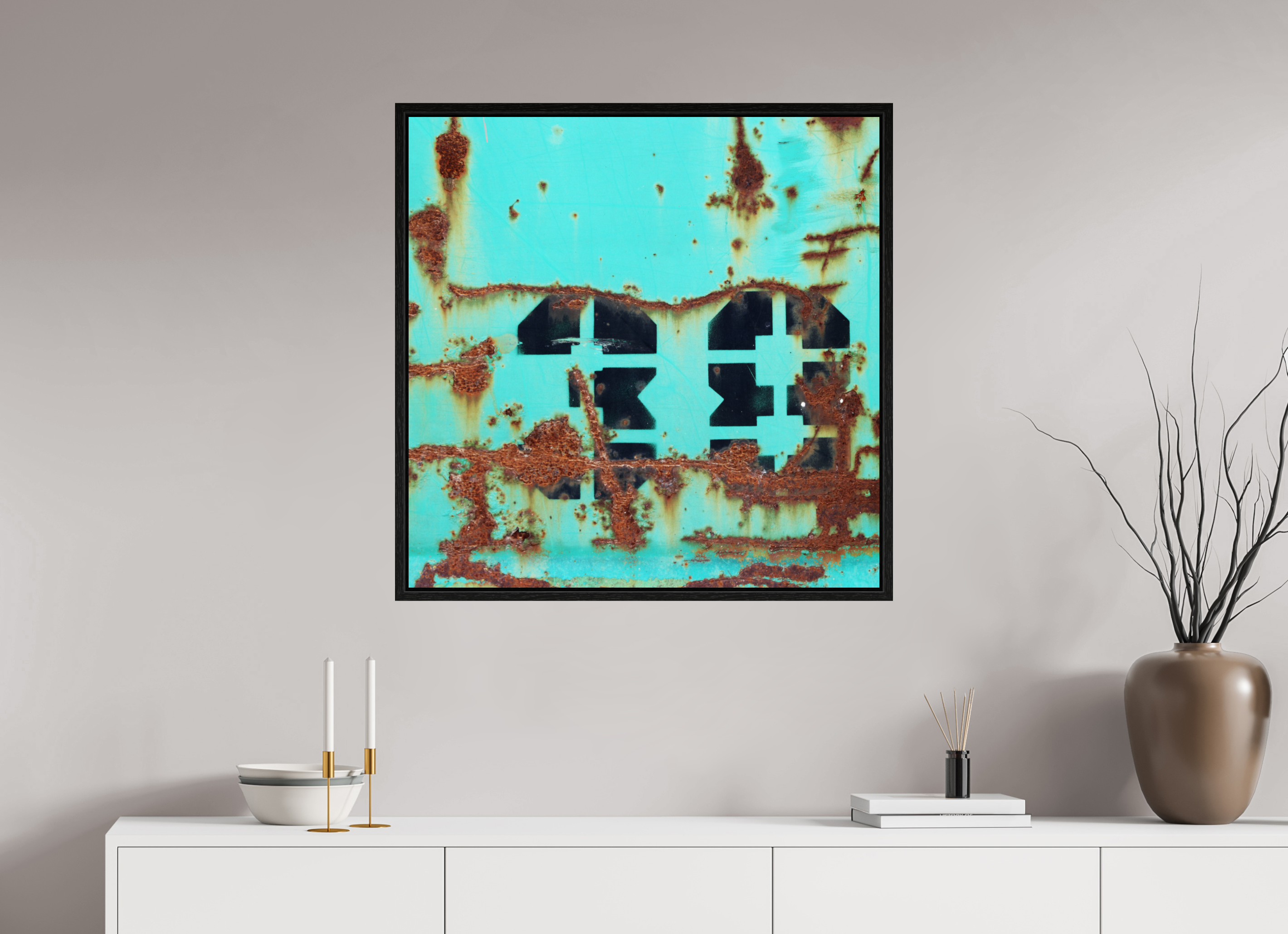80 x 80 cm, Floater Frame Not just a Number - Rusted Number 38